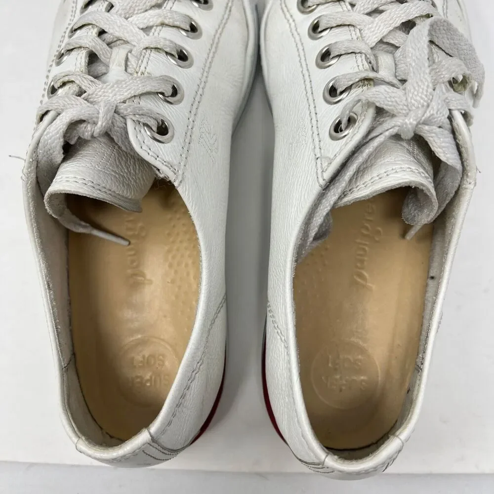 PAUL GREEN Carly Low Top Sneaker leather LACE-UP WHITE SHOES Size 7